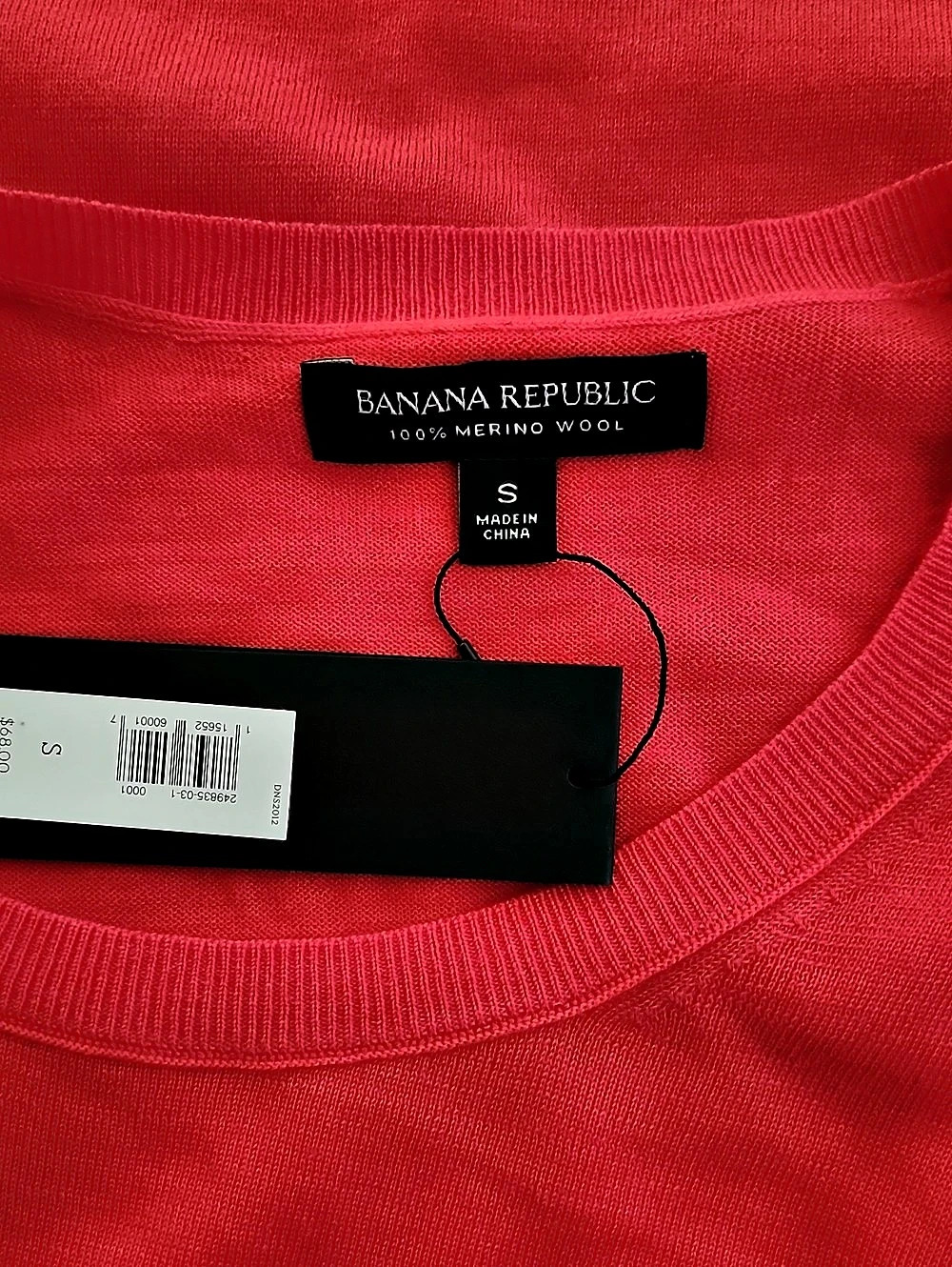 NWT Banana Republic 100% Merino Wool Elbow-Sleeve Sweater-Coral/Red - Picture 7 of 9